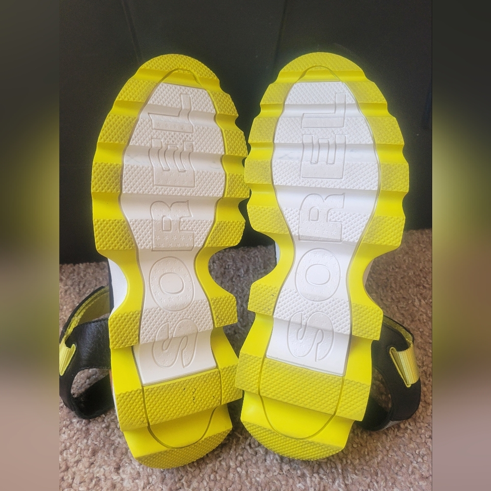 Sorel Black and Yellow Women's Sandals Kinetic Sz8 - Picture 10 of 12